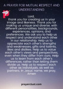 A Prayer for Mutual Respect and Understanding