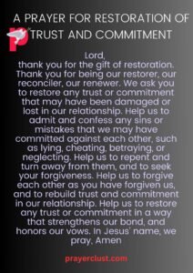 A Prayer for Restoration of Trust and Commitment