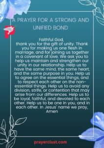 A Prayer for a Strong and Unified Bond