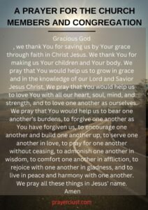 A prayer for the church members and congregation