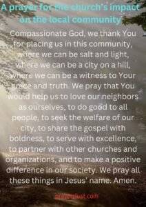 A prayer for the church’s impact on the local community