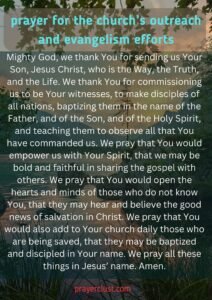 A prayer for the church’s outreach and evangelism efforts