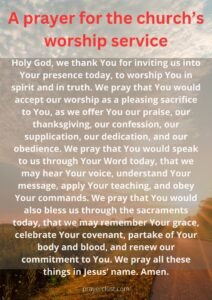A prayer for the church’s worship service