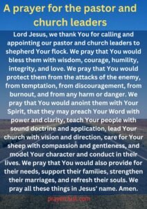 A prayer for the pastor and church leaders