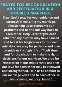 Prayer for Reconciliation and Restoration in a Troubled Marriage