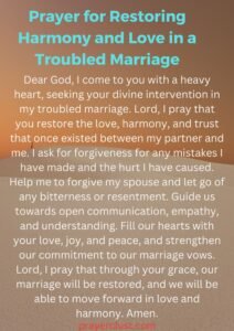 Prayer for Restoring Harmony and Love in a Troubled Marriage