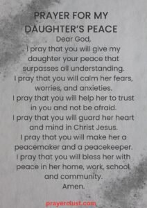 Prayer for my daughter’s peace