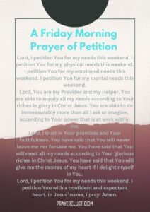 A Friday Morning Prayer of Petition