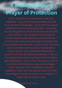 A Friday Morning  Prayer of Protection