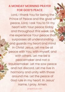 A Monday Morning Prayer for God’s Peace