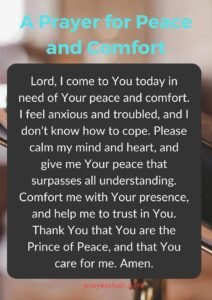 A Prayer for Peace and Comfort