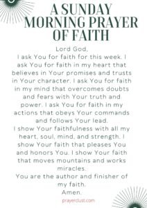 A Sunday Morning prayer of faith