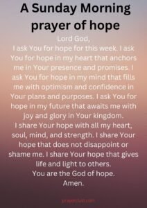 A Sunday Morning prayer of hope