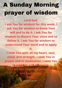 A Sunday Morning prayer of wisdom