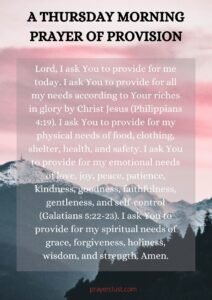 A Thursday Morning Prayer of Provision