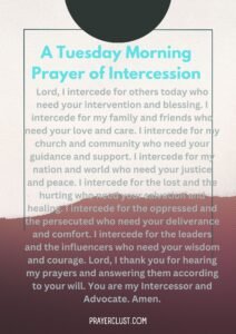 A Tuesday Morning Prayer of Intercession