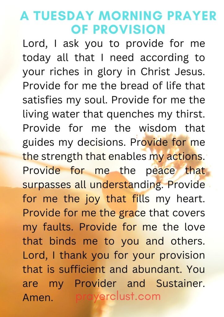 A Tuesday Morning Prayer of Provision