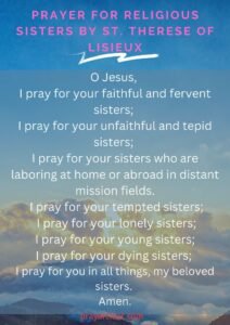 Prayer for Religious Sisters by St. Therese of Lisieux