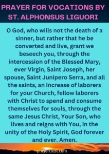 Prayer for Vocations by St. Alphonsus Liguori