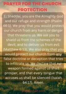 Prayer for the Church Protection