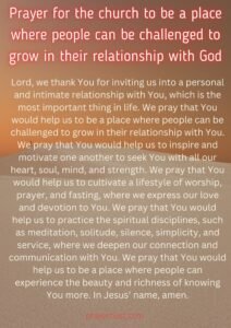 Prayer for the church to be a place where people can be challenged to grow in their relationship with God