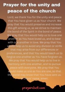 Prayer for the unity and peace of the church