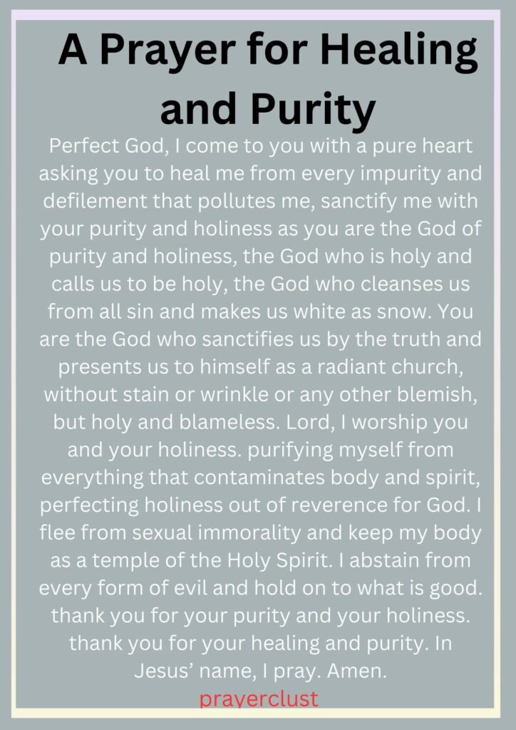 A Prayer for Healing and Purity