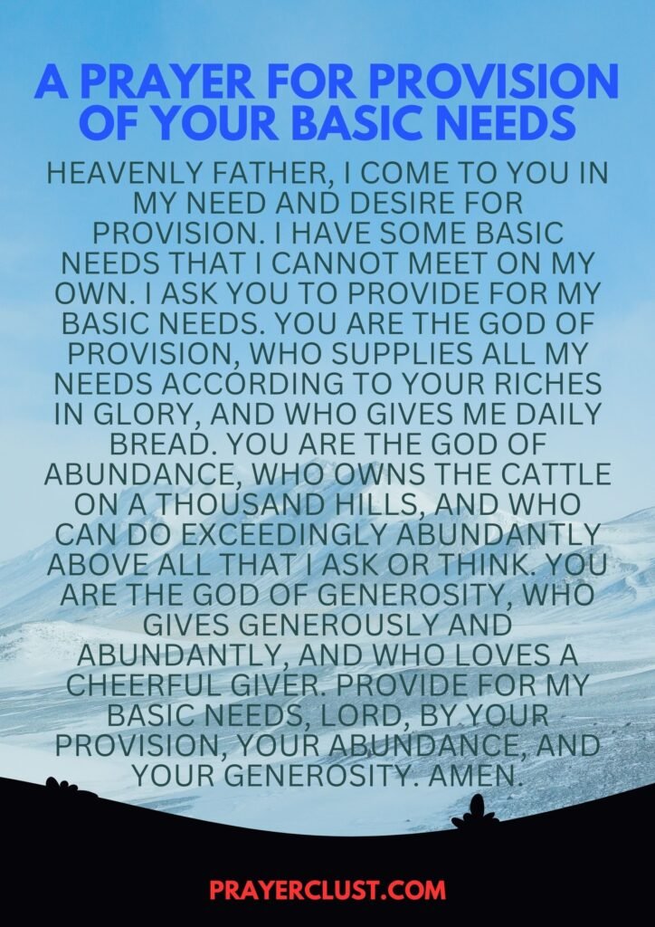 A Prayer for Provision of Your Basic Needs