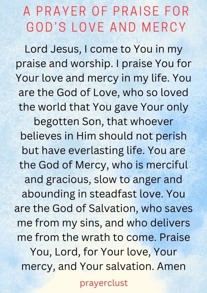 A Prayer of Praise for God’s Love and Mercy