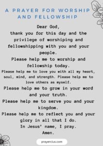 A Prayer for Worship and Fellowship