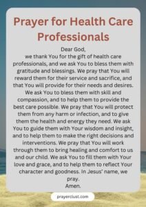 Prayer for Health Care Professionals