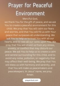 Prayer for Peaceful Environment