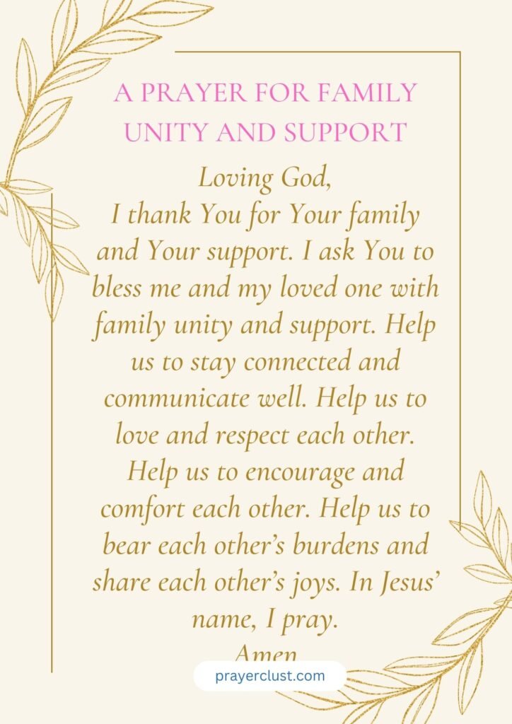 A Prayer for Family Unity and Support