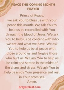 Peace this Coming Month Prayer