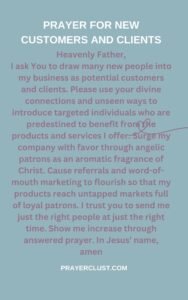 Prayer For new customers and clients