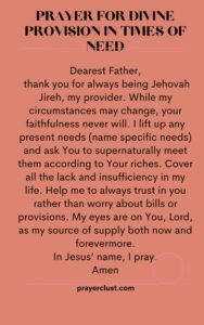Prayer for Divine Provision in Times of Need