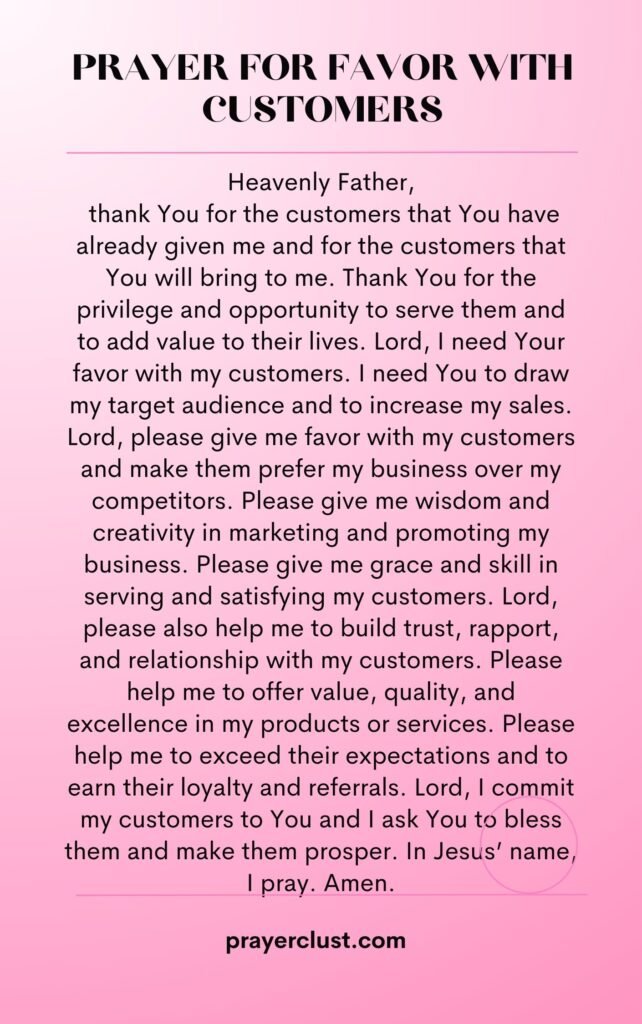 Prayer for Favor With Customers