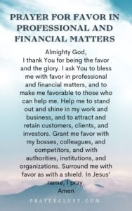 Prayer for Favor in Professional and Financial Matters