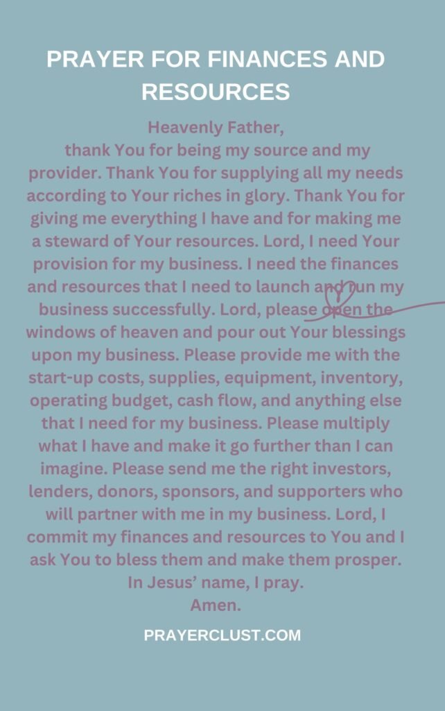 Prayer for Finances and Resources