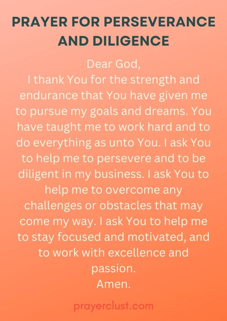 Prayer for Perseverance and Diligence