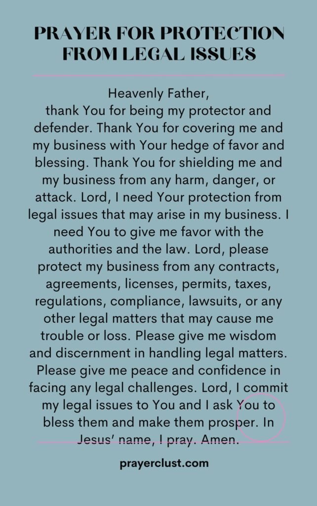Prayer for Protection from Legal Issues