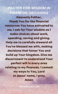 Prayer for Wisdom in Financial Decisions
