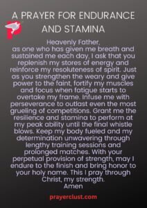 A Prayer for Endurance and Stamina