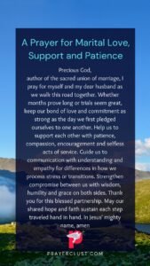 A Prayer for Marital Love, Support and Patience