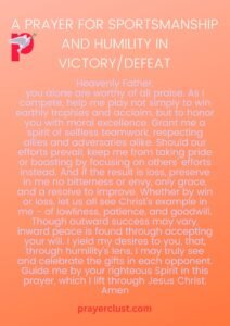 A Prayer for Sportsmanship and Humility in Victory/Defeat