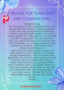 A Prayer for Team Unity and Cooperation