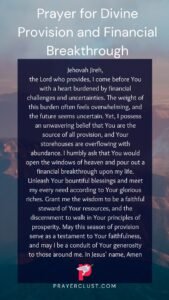 Prayer for Divine Provision and Financial Breakthrough