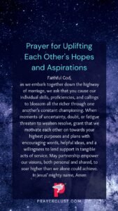 Prayer for Uplifting Each Other's Hopes and Aspirations
