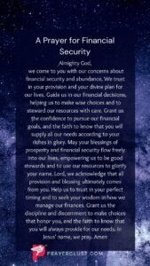 A Prayer for Financial Security