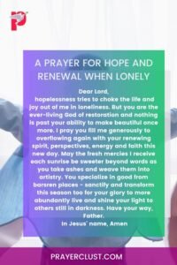 A Prayer for Hope and Renewal When Lonely